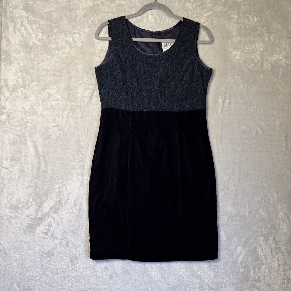 Vintage Velvet Lace Dress Sz 6 Dark Blue 90s Witchy Whimsigoth Apart Impressions